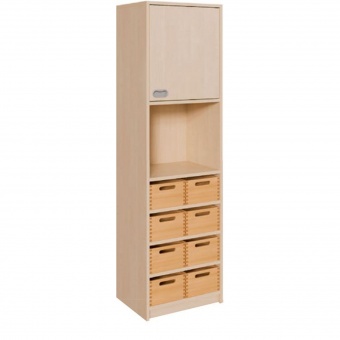 Schränke mit 8 Massivholzkästen, ohne Sichtfenster, Tür rechts 